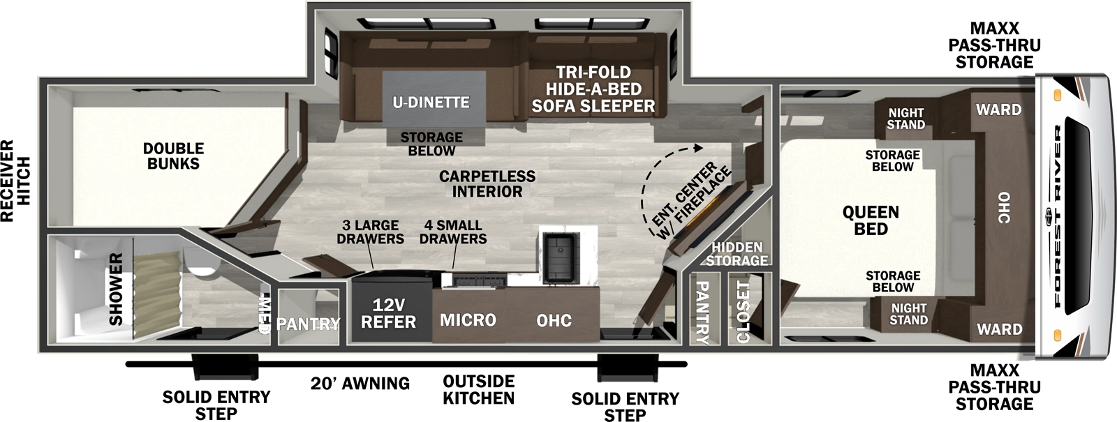 Wildcat Travel Trailers 261DBEDS Floorplan